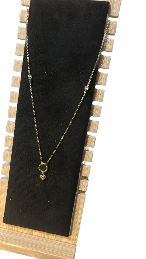 Minimalist Gold Circle & Heart Pendant Necklace for Women