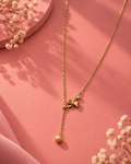 Golden Bow & Drop Charm Necklace