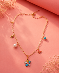 Multicolor Floral Charm Chain Necklace