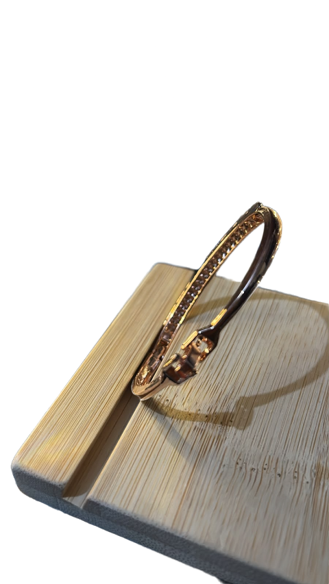 Sparkling Rose Gold Crystal Hinged Bangle Bracelet