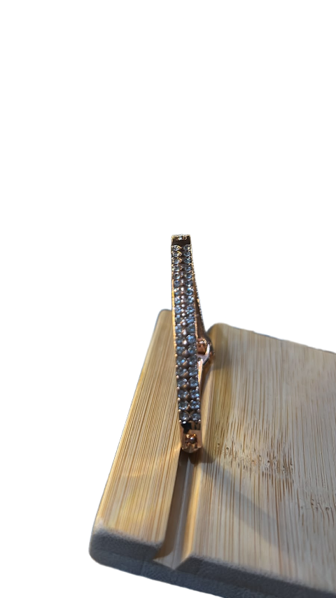Sparkling Rose Gold Crystal Hinged Bangle Bracelet