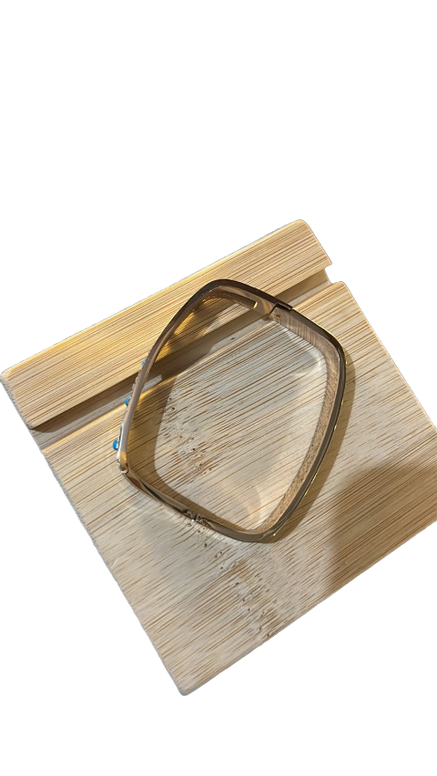 Rose Gold Dual-Layer Crystal & Turquoise Open Cuff Bracelet for Women