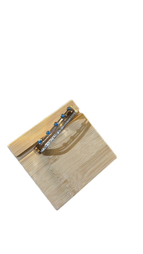 Rose Gold Dual-Layer Crystal & Turquoise Open Cuff Bracelet for Women