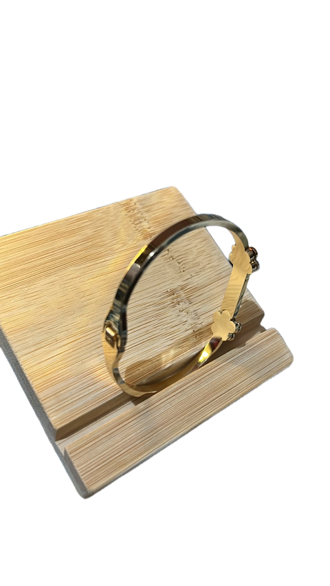 Black Clover Gold-Tone Hinged Bracelet for Women
