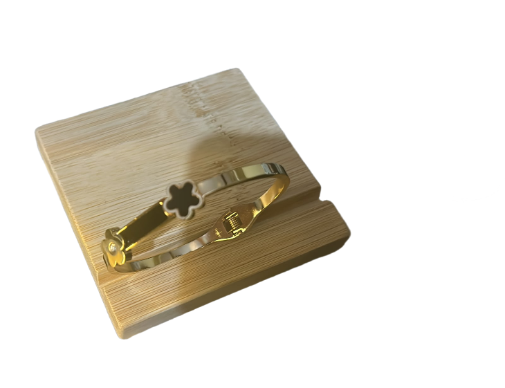 Black Clover Gold-Tone Hinged Bracelet for Women
