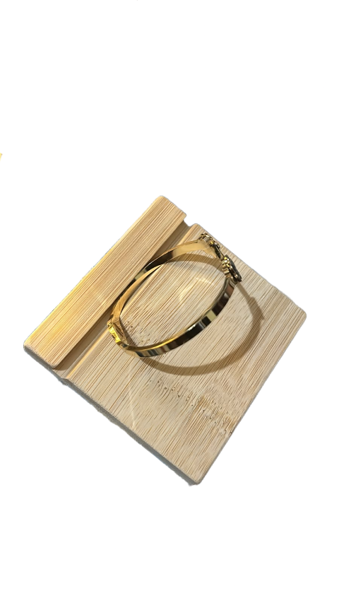 Black Clover Gold-Tone Hinged Bracelet for Women