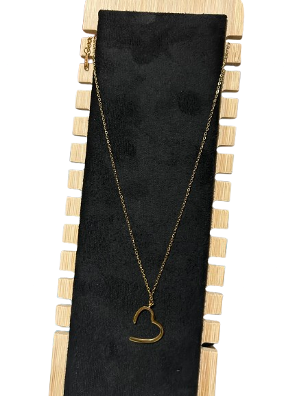 Open Heart Gold Pendant Necklace for Women