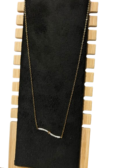 Minimal Crystal Bar Pendant Necklace for Women