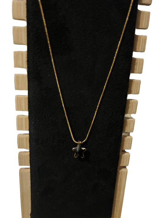 Black Star Pendant Gold Necklace for Women