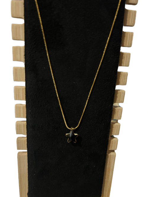Black Star Pendant Gold Necklace for Women