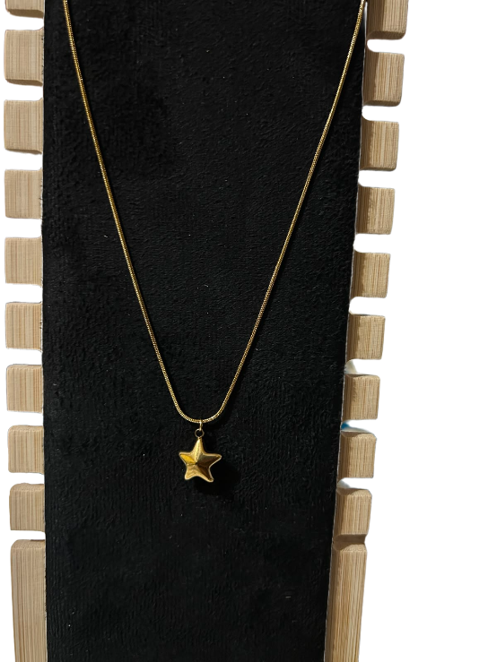 Black Star Pendant Gold Necklace for Women