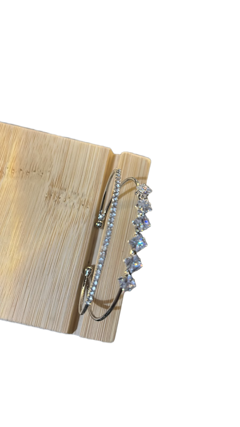 Crystal Radiance Dual Band Open Cuff Bracelet