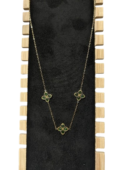 Emerald Clover Gold Pendant Necklace for Women